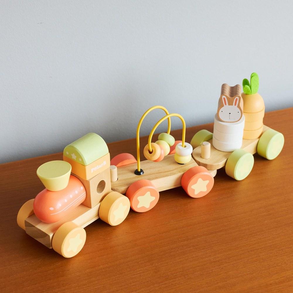 PolarB Bunny Series Activity Train Toy Rabbit Character Wooden Playset Gift Pretend Play 18 Months and Up TYPR44288