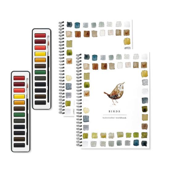 Yousheng Watercolor Workbook for Beginners 12 Colors Watercolor Paint Set Birds Flower Dogs Watercolor Book Art Craft Supplies for Kids Adults Teens