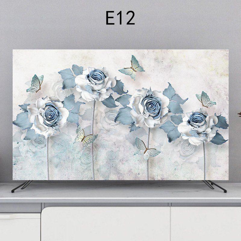 

Flower Printed TV Hood DustProof Cover Towel Household LCD Dust Cover Sun Protection TV Dust Cloth Home Decoration 32-75Inch 37 39inch