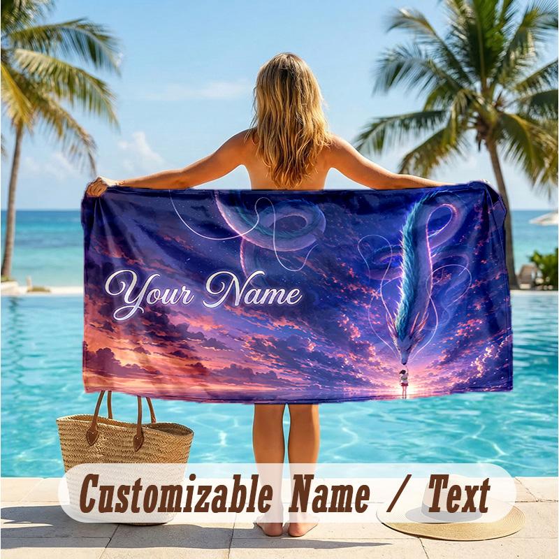 Custom Text Beach Towel, Soft Absorbent Swimming Multi-use TowelSpirited Away