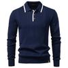 2025 Autumn and Winter New European Size Lapel Men's Sweater Polo Half Zipper High-quality Knitted Sweater Men's Clothing