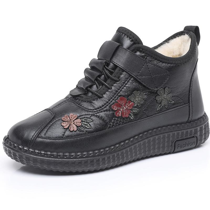 Women's Beijing Style Winter Boots, Soft Sole Non-Slip Snow Boots with Plush Faux Fur Lining, Warm Comfortable Cotton-Padded Shoes for Women