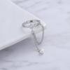 S925 Sterling Silver Eight-Pointed Star Chain Ring, Niche Design Open Ring, Light Luxury Tassel Finger Jewelry for Women
