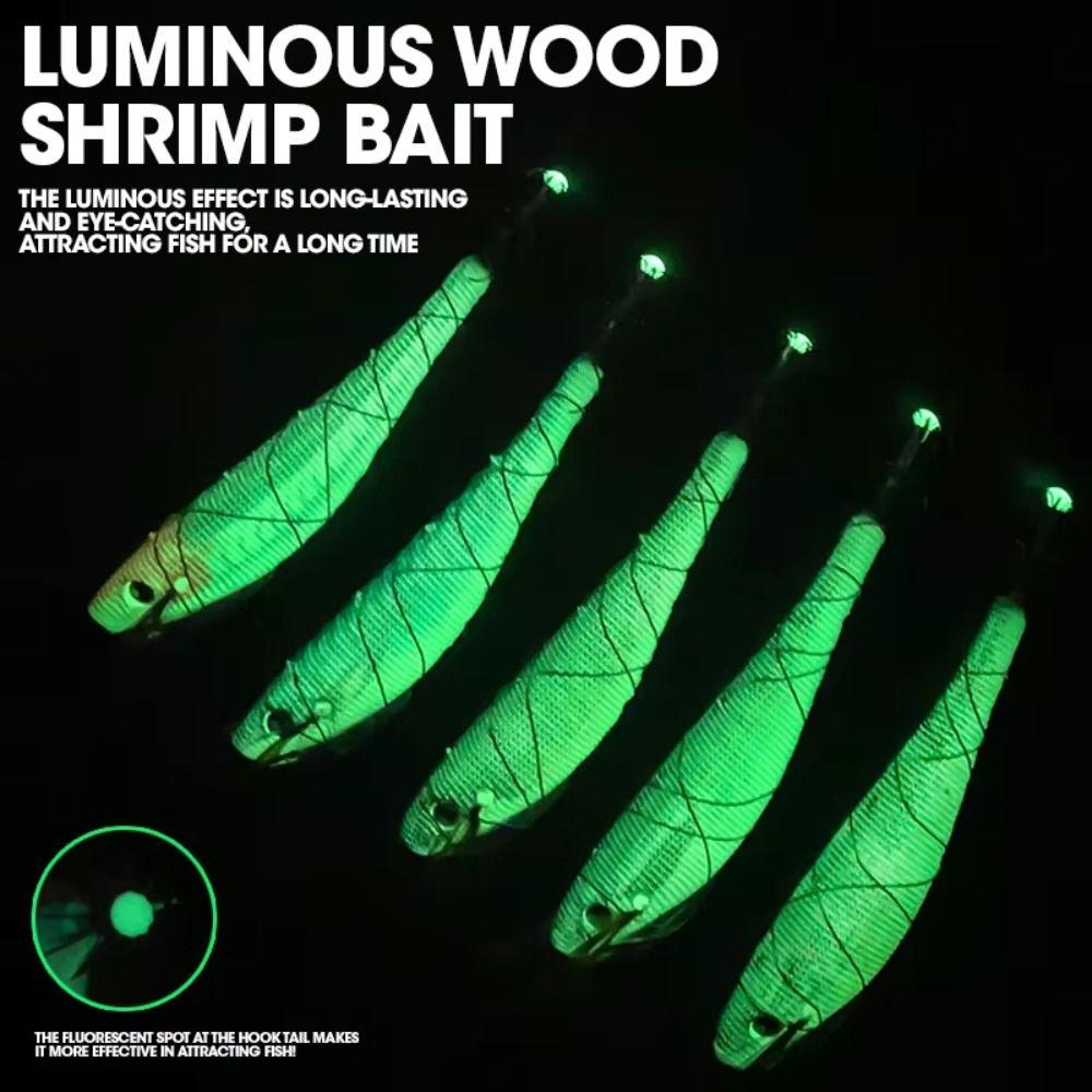 Plastic Metal Wire Wood Shrimp Multicolor Octopus Lure Durable Fishing Bait  Fishing