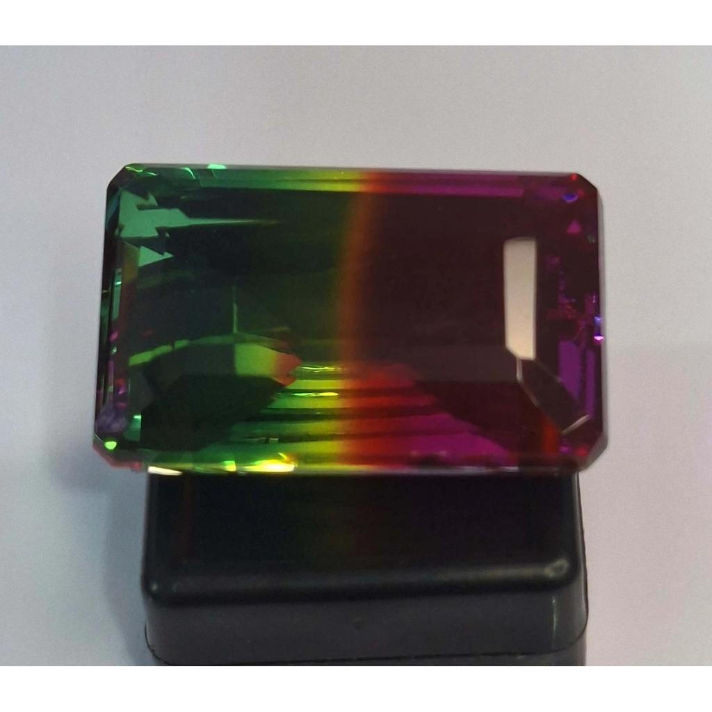 Lab Created Tourmaline 90-92 Ct Emerald Cut Certified Fabulous Loose Gemstone