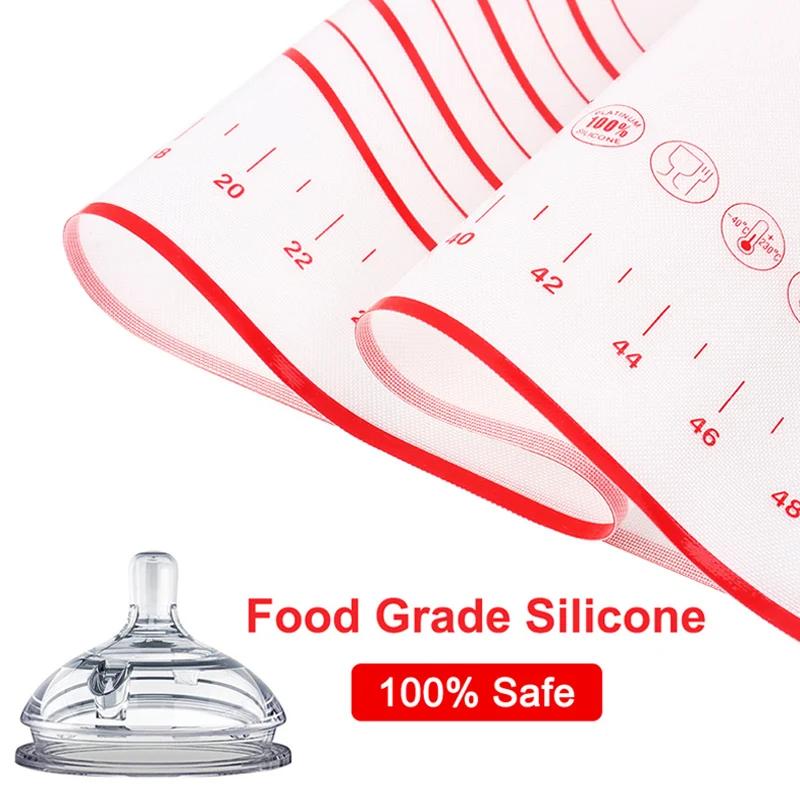 Silicone Baking Mat Rolling Dough Mat Kneading Pad Non-stick Silicone Pastry Mat Pizza Dough Liner Kitchen Baking Accessories