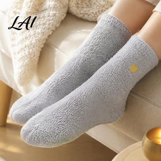 Anti Slip Home Socks for Winter 1 Pair Women's Fuzzy Slipper Socks Soft Plush Warm Cloud Like Thick Velvet Sleeping Fluffy Cozy Fleece Crew