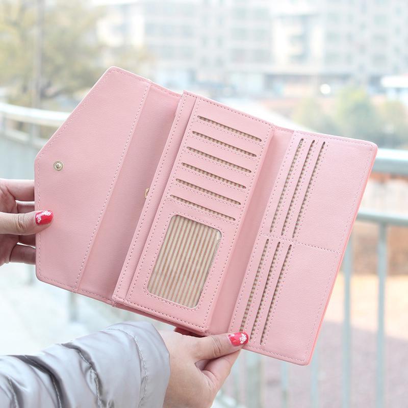 PU Leather Leisure Wallet Colorful Style 3 Fold Flower Print Female Long Coin Purse