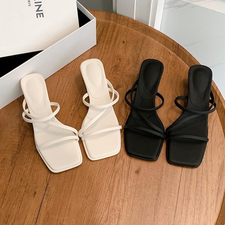 

босоножки на шпильке женские белые туфли на высоком каблуке женские шлепанцы с открытым носком уличная женская обувь 40 белый