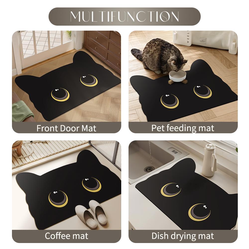 Cartoon Black Cat Non-Slip Foot Cushions For Toilets And Bathrooms Diatom Mud Absorbent Floor Mat Washing Table Household Carpet