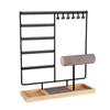 Jewelry Display Rack Earrings Ring Necklace Watch Jewelry Shelf Organizer Bracelet Stand Holder Hooks Storage with Jewelry Tray