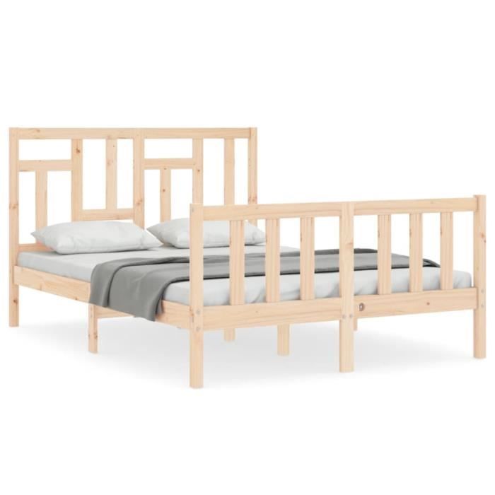 VidaXL Cadre de lit avec tête de lit 140x200 cm bois massif 3193141
