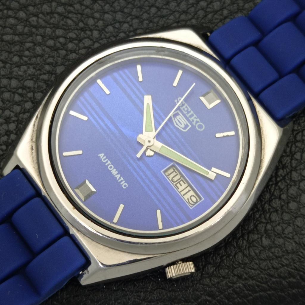 JAPAN VINTAGE SEIKO 5 AUTOMATIC 7009A MENS BLUE COLOR DIAL WATCH a701514-5 R206b-a701514