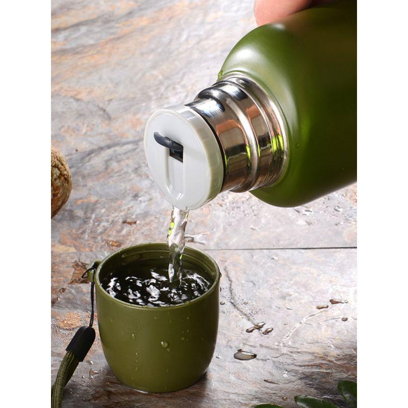 304 Stainless Steel Outdoor Sports Bottle Old-Fashioned Military Fan Training Flat Kettle Large Capacity Vacuum Cup Genuine Goods Portable