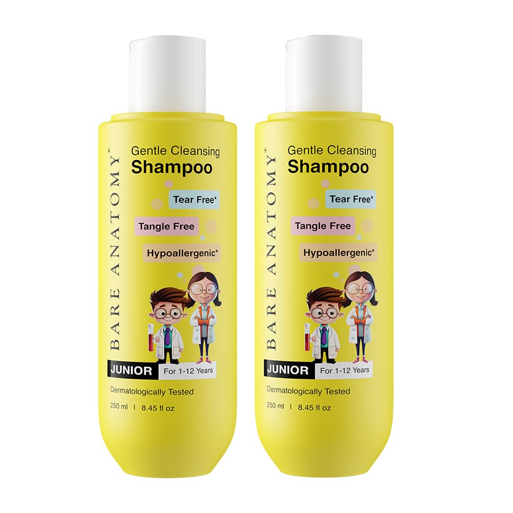 Bare Anatomy Junior Gentle Cleansing Shampoo For Kids | Tear-Free & Hypoallergenic | For 1-12 Years | Coconut Milk Protein, Almond Oil, Vitamin E &