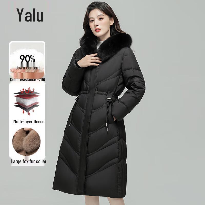 Yalu Women's 90% Down Fox Fur Collar Long Winter Coat