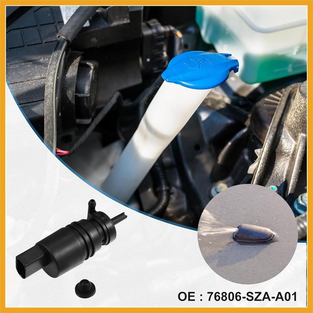 Windshield Washer Motor Pump with Grommet for Honda Pilot - Pack of 1 Black Durable Material Replacement