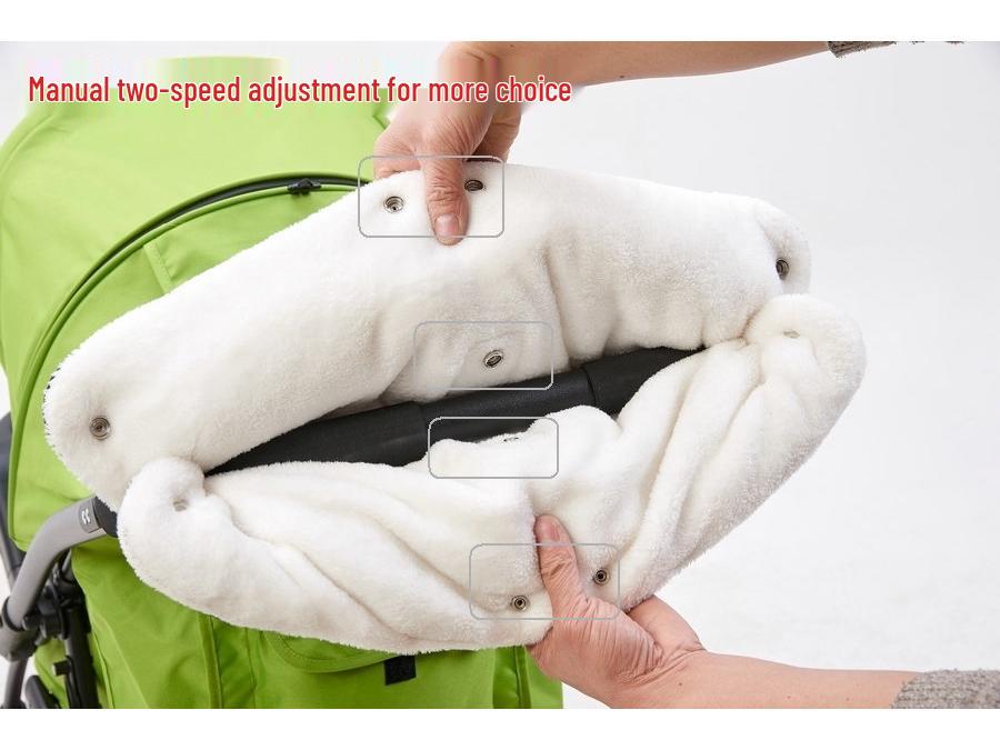 Winter Windproof Baby Stroller Handle Gloves with Thick Wool Lining