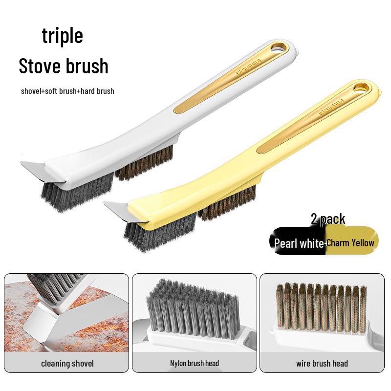 Multifunctional Kitchen Stove Gap Cleaning Brush with Long Handle & Steel Wire for Stain Removal