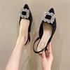 Design Sense Niche Low-heeled Shoes French Retro Single Shoes Late Evening Temperament Celebrity Rhinestone Square Buckle Back with Sandals