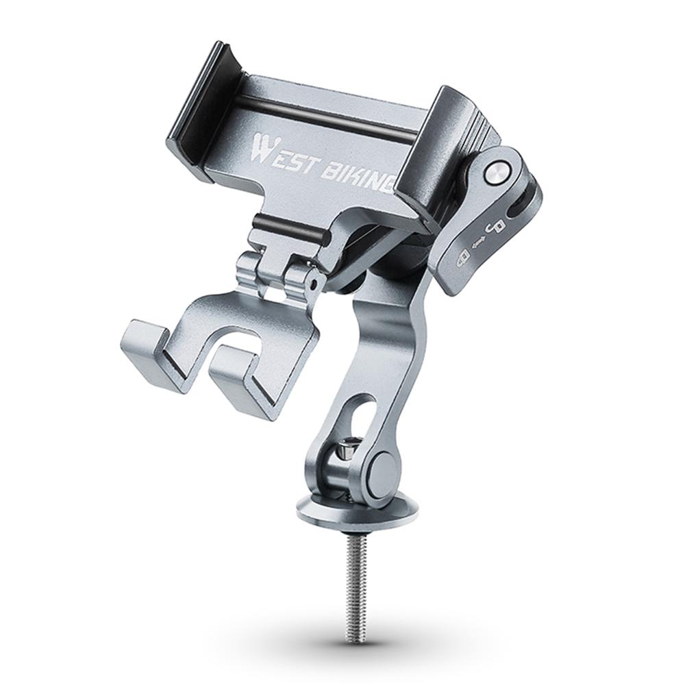 WEST BIKING Bike Phone Mount 360 Degree Rotation Aluminum Alloy Navigation Bracket for Road Mountain Bicycle