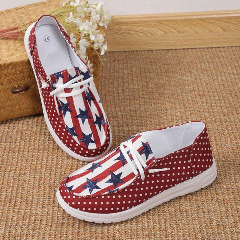 Plus-size Single Shoes Women's 2023 Spring New Star Stripe Low-top Pedaling Women's Shoes