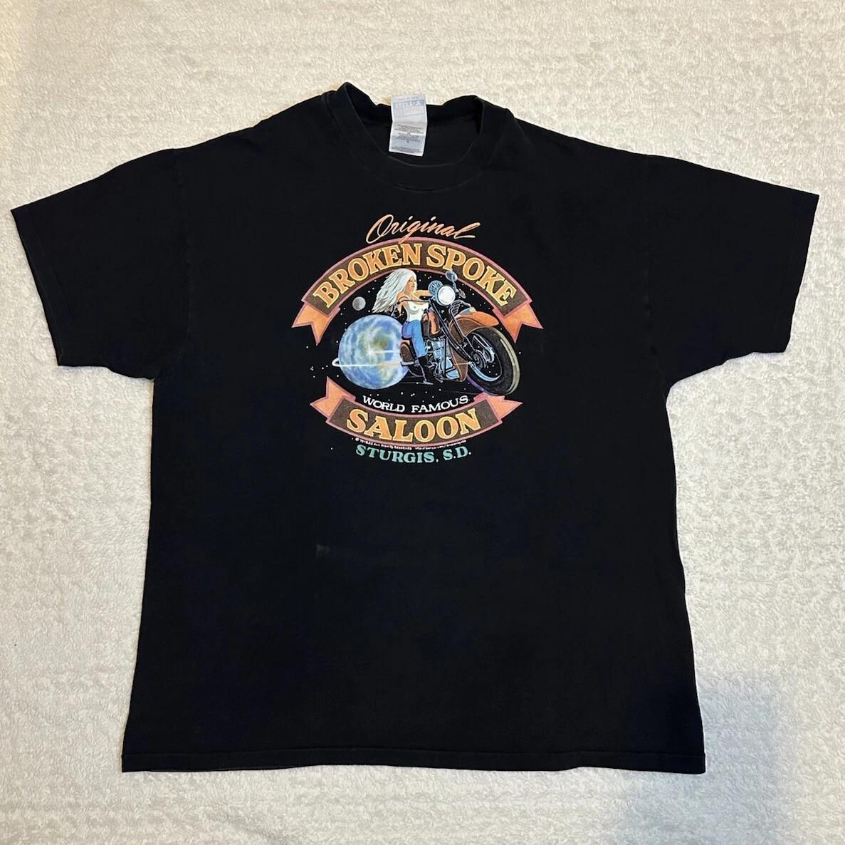 

VTG 1994 Broken Spoke Saloon Sturgis Biker Chick Single Stitch T Shirt XL USA S