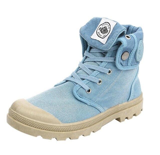 

Нове полотняне взуття Жіночі черевики Стиль Palladium Мода Високі військові черевики до щиколотки Повсякденне взуття Жіноче Висока якість Весна/Осінь 40 синій