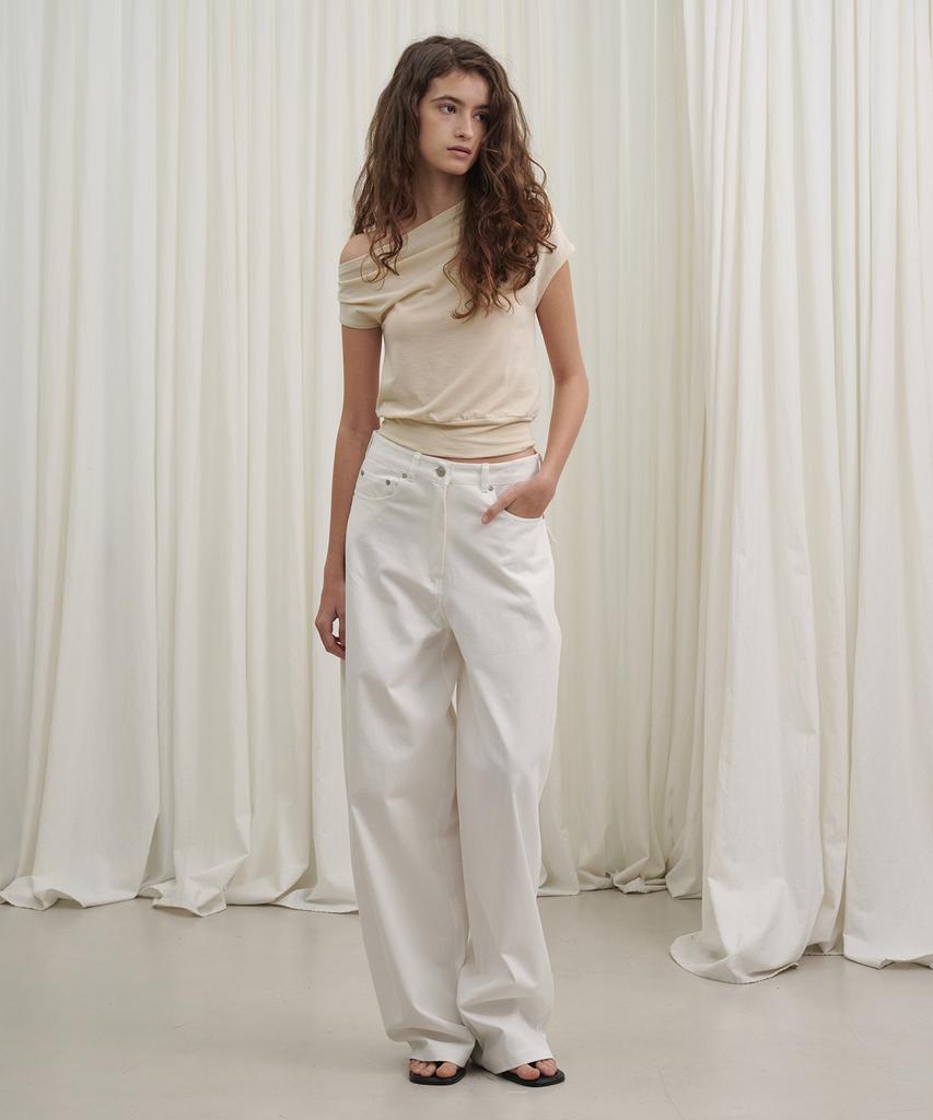 MARROT Curved Cotton Pants_White