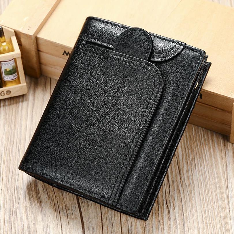 RFID Herren Geldbörsen Echtleder Hasp Clutch Geldbörsen für Karten und Münzen Herren Geldbörse mit Münzfächern