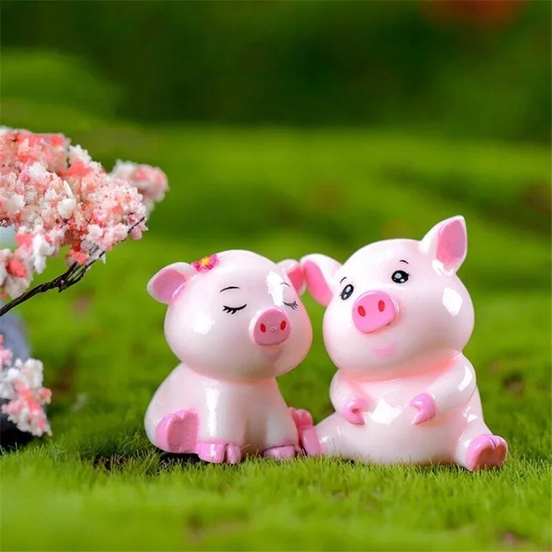 1 Set Kawaii Mini Pigs Dollhouse Fairy Garden Landscape Family Accessories Home Table Living Room Decor Supplies Creative Gifts
