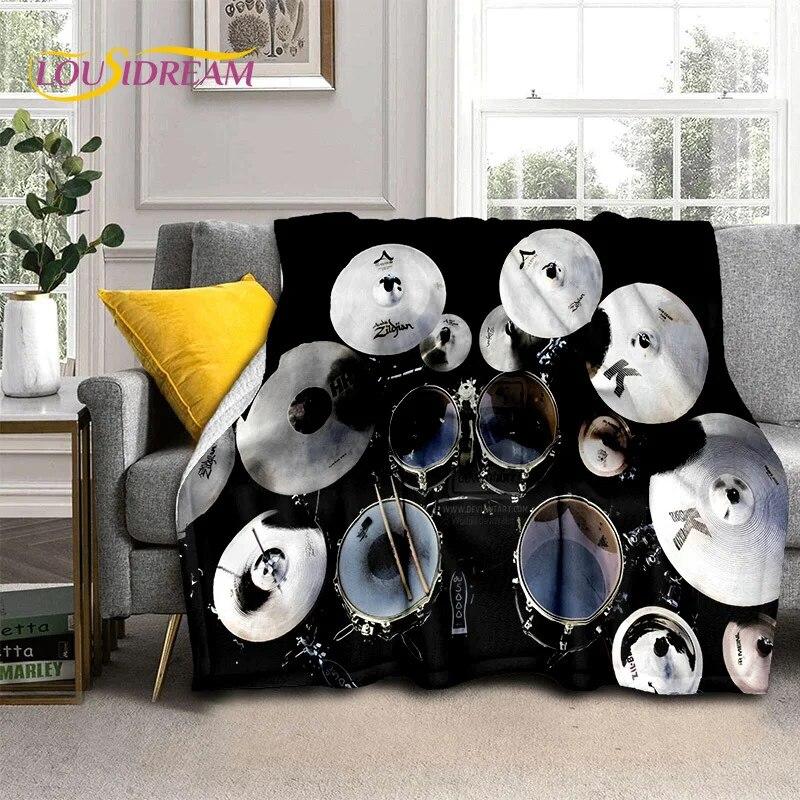 Drum Kit Music Instruments Drum Set Blanket,Soft Throw Blanket for Home Bedroom Bed Sofa Picnic Travel Office Cover Blanket Kid
