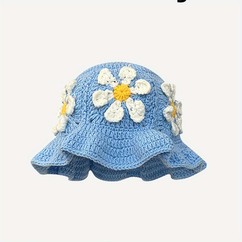 New Crochet Hat 2024 Fashion Colorful Woolen Hat Women's Autumn and Winter Cute Handmade Plush Hat Knitted Fisherman Bucket Hats