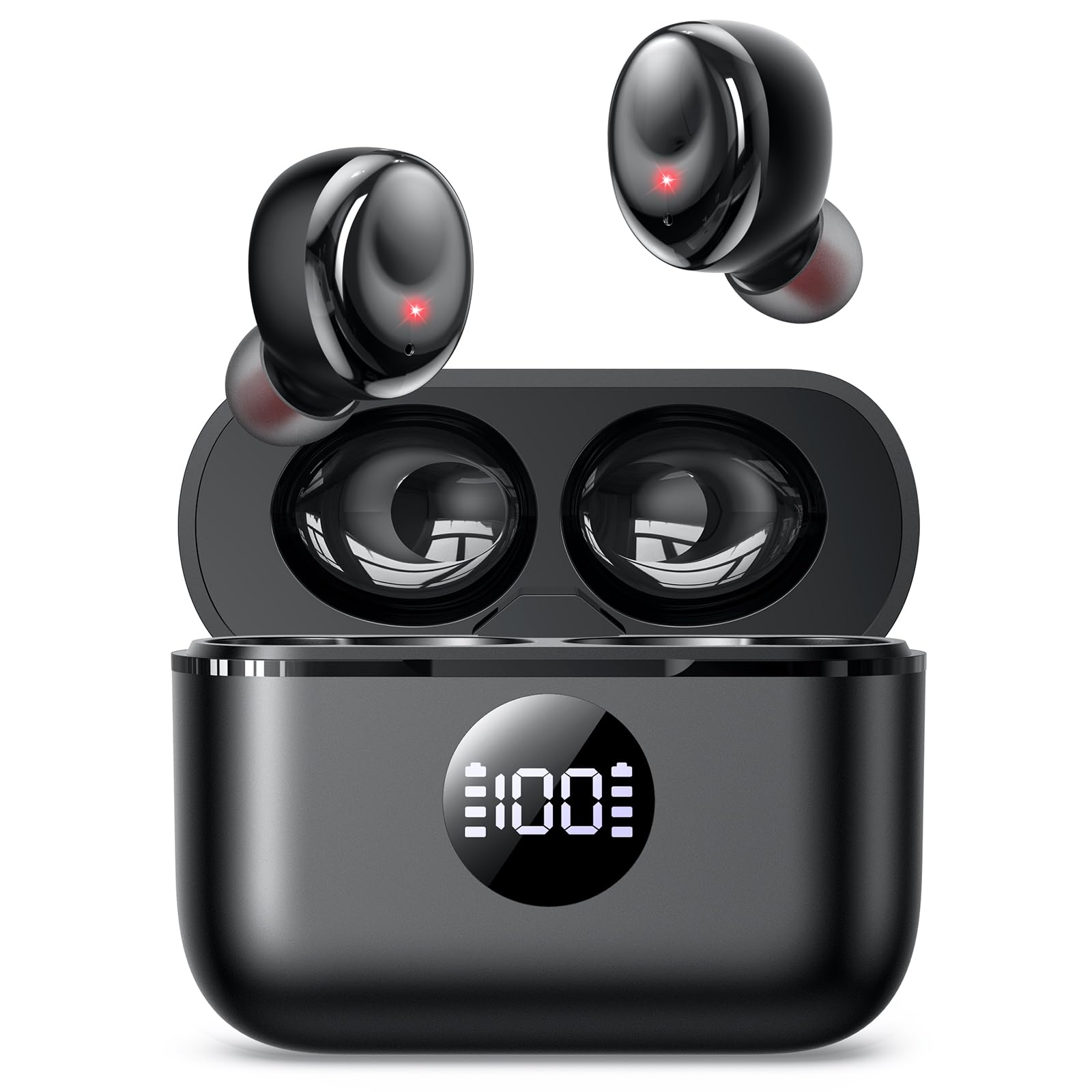 

Bluetooth Wireless Earphones Sound Quality Call Noise Ear Cuff Bluetooth 60 Hours of Battery IPX7 LED Fast Ear Cuff [Hi-Fi + Cancelling] Open-Ear чорний