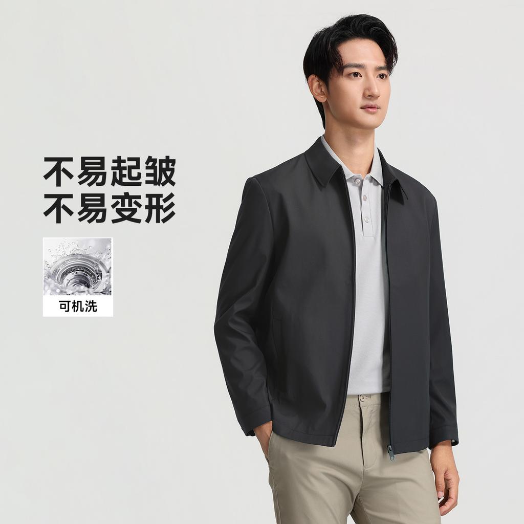Langdeng Men's Business Commuter Collar Versatile Solid Color Jacket YK115