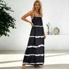 Women's Fashion Backless Spaghetti Strap Casual Loose-Fit Striped Print Dress