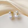Front and rear magic pearl love stud earrings femininity simple cold wind earrings earrings