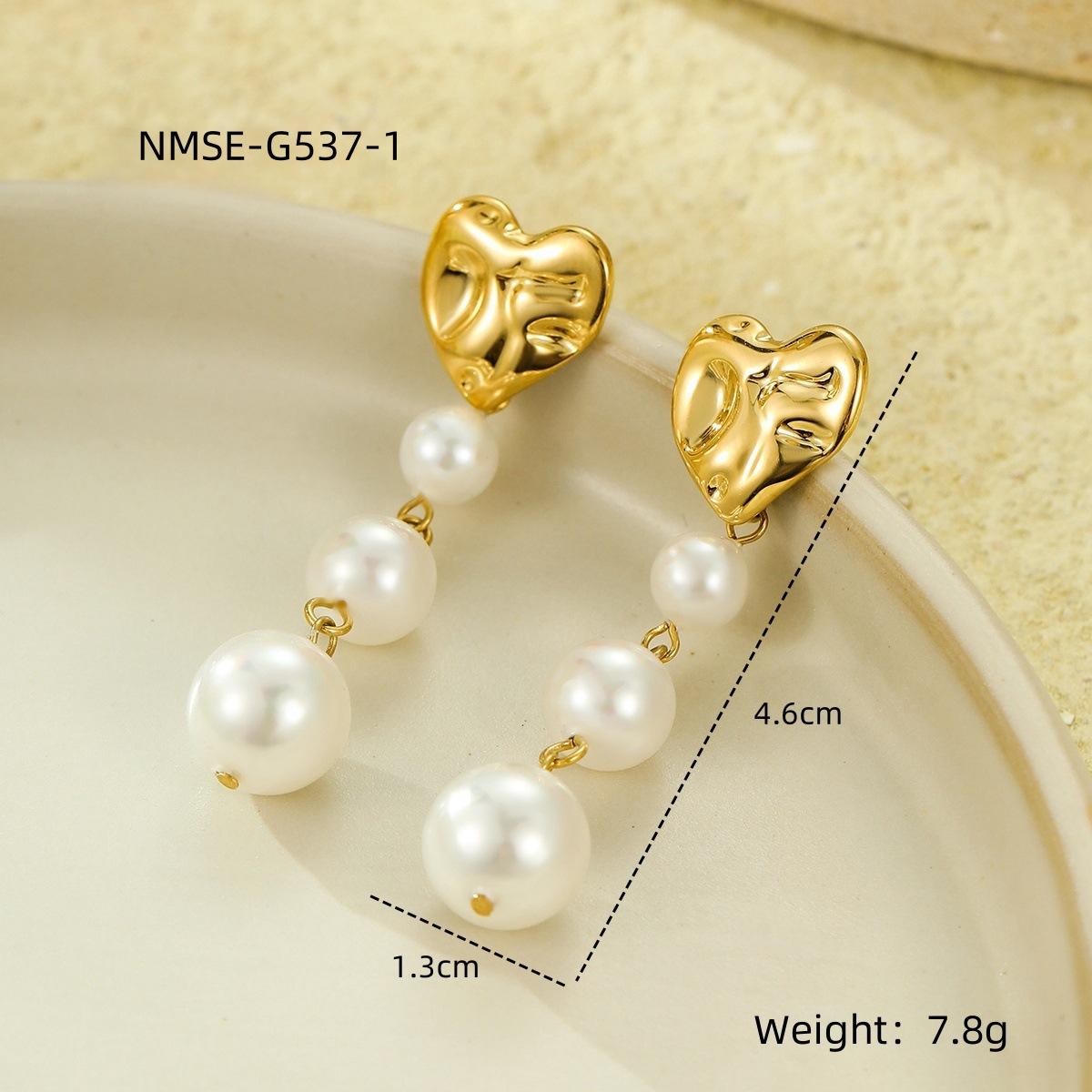 GEMCHIC Women s Stainless Steel Love Folded Pearl Tassel Drop Earrings 18K Gold Plated Fashion Versatile