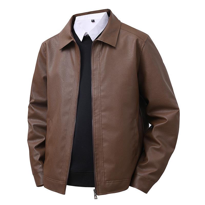 2025 Autumn Retro PU Leather Motorcycle Jacket: Trendy, Loose-Fit Men's Outerwear