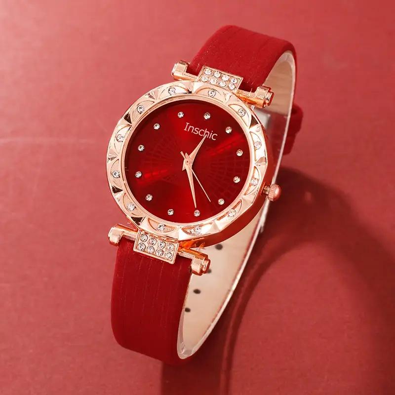 Elegant Women's 5-Piece Watch & Jewelry Gift Set: Quartz Watch, Necklace, Ring, Earrings