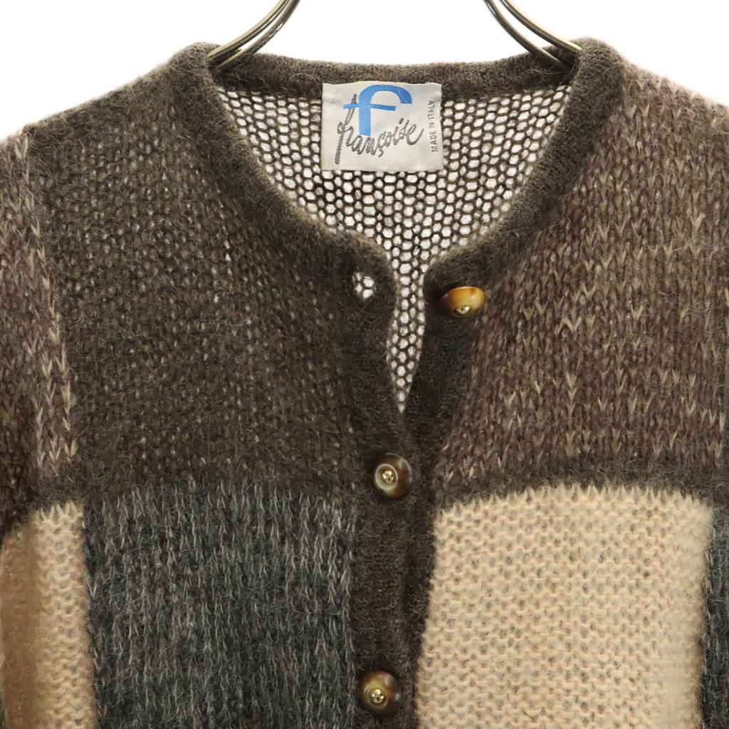 80er Jahre Made in Italy Vintage Langarm Strickjacke Braun Damen Gebraucht