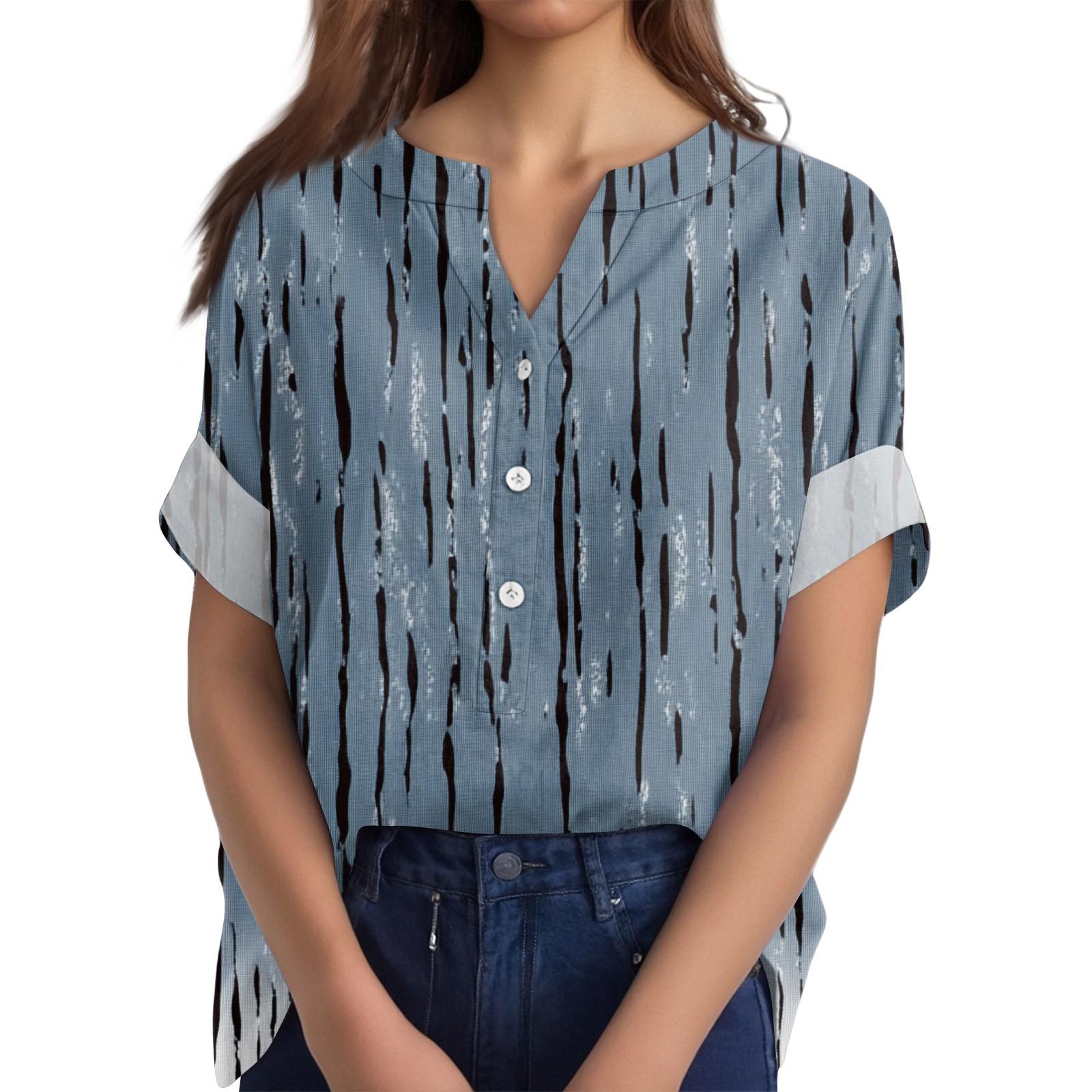 

Женская хлопково-льняная футболка с круглым вырезом, коротким рукавом и пуговицами, футболка с принтом XL