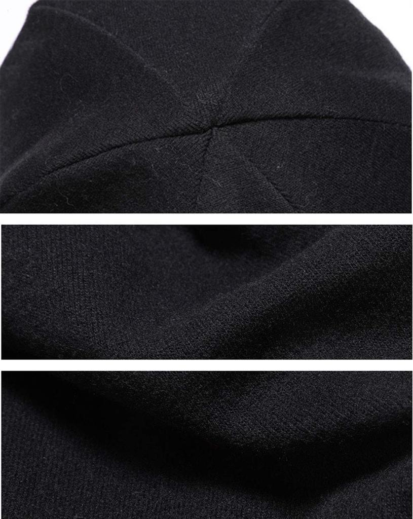 Fintier Solid Knit Beanie Soft Perfect for and Sports Cap, All-Season, Lightweight, Stretchable, Cotton, Travel, Cycling, Commuting, School, (Black)