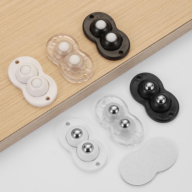 Punch-Free Adhesive Caster Wheels - Silent, Wear-Resistant, Ball Bearing, Thickened Base for Household Mobility.