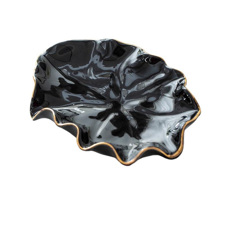Creative Lotus Leaf Gold-Plated Ceramic Soap Dish Hotel Bathroom Drainage Soap Dish Home Lotus Leaf Soap Dish Tray Home Decor