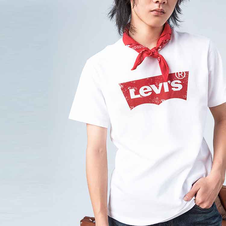 Levis Klassisk Logo Trykt Kortarmet T-skjorte Herre Topper Hvit 17783-0197