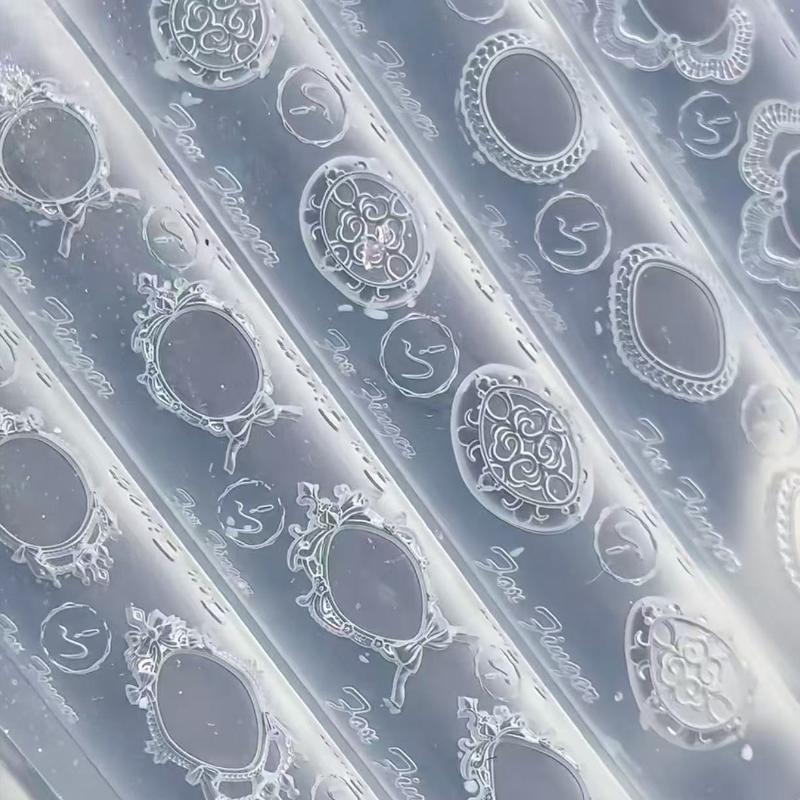 Gemstone Photo Frame 3D Transparent Nail Art Mold Silicone Carving Template Diy Nail Art Decorations Manicure Design Tools