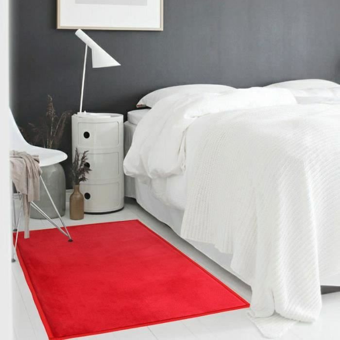 Tapis aspect velours extra-doux rouge 60x90