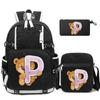 3Pcs/set Cute Little Bear 26 English Letters Bookbag Back To School Backpack Child Gift with Pencil Case Shoulder Bag Backpack