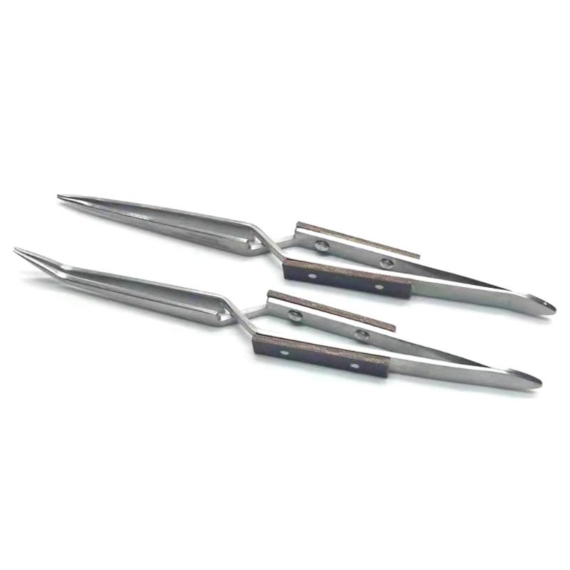 Crosses Lock Soldering Tweezer Auto Closing Jewelry Welding Craft Repair Hand Tool Heat Resistant Clamp Clip Pointed Tip